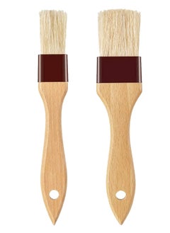 Oasisgalore Pastry Basting Brush for Cooking – 2 Pc Brushes with Beech Wood Handles (1" & 1.5") for Baking, BBQ.  - Image 1