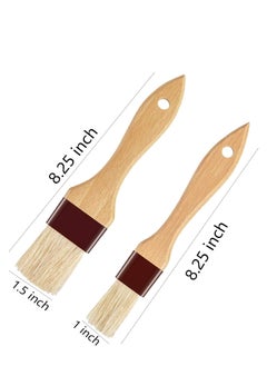 Oasisgalore Pastry Basting Brush for Cooking – 2 Pc Brushes with Beech Wood Handles (1" & 1.5") for Baking, BBQ.  - Image 2