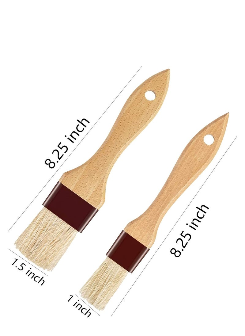 Oasisgalore Pastry Basting Brush for Cooking – 2 Pc Brushes with Beech Wood Handles (1" & 1.5") for Baking, BBQ.  - Image 2