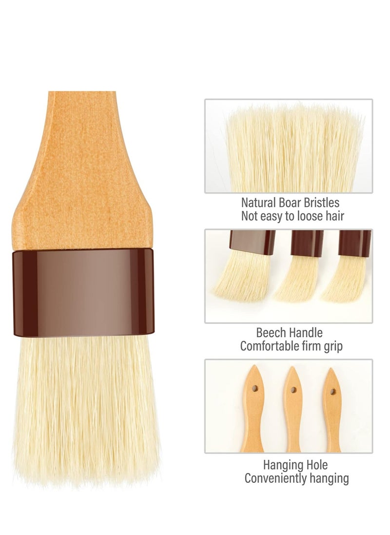 Oasisgalore Pastry Basting Brush for Cooking – 2 Pc Brushes with Beech Wood Handles (1" & 1.5") for Baking, BBQ.  - Image 3