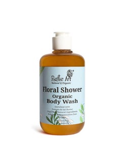 Rustic Art Organic Body Wash Sulphate & Paraben Free Moisturizing & Nourishing & Gentle Exfoliation For Women & Men (Floral Shower 300 Ml (Liquid))  - Image 1