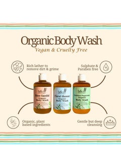 Rustic Art Organic Body Wash Sulphate & Paraben Free Moisturizing & Nourishing & Gentle Exfoliation For Women & Men (Floral Shower 300 Ml (Liquid))  - Image 3