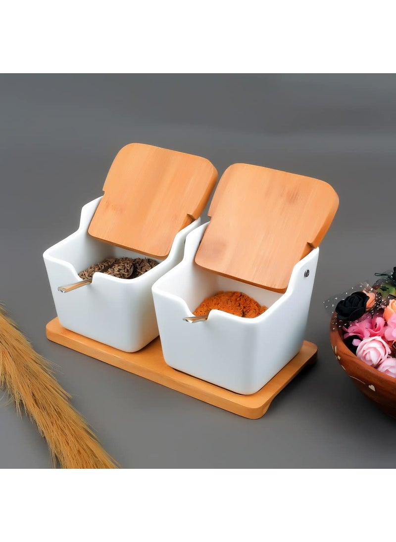Hedrix Hedrix Masala Spice Rack 2 Piece Multipurpose Revolving Condimental Jar Storage Condimental Set AIR Tight Container Box Transparent Multicolor Plastic Pack Of 2Pcs White  - Image 4