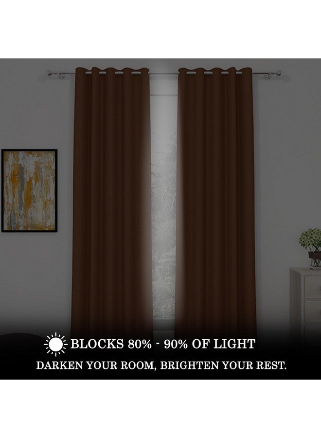 Story@Home Story@Home Blackout Curtains for Door 7 Feet Long Set of 2, Thermal Insulated, Plain Design 100% Room Darkening Blackout Curtains | Noise Reducing Curtains for Living Room, (116 x 215 cm, Brown) - Image 3