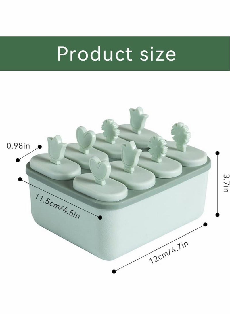 Excefore Ice Lolly Moulds, Green Cream Mould, One Round and Square with Lid, Food Grade Pop Maker for Kids Adults to DIY ( 2 Pcs ) - Image 2