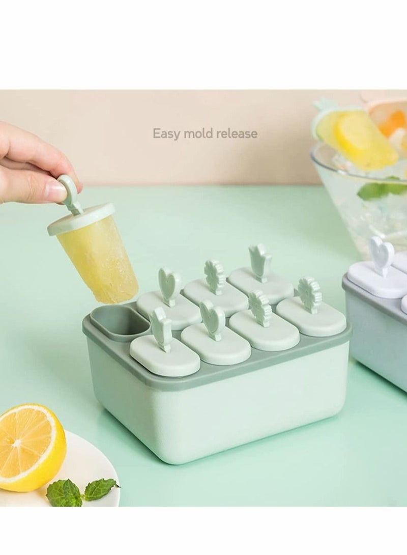 Excefore Ice Lolly Moulds, Green Cream Mould, One Round and Square with Lid, Food Grade Pop Maker for Kids Adults to DIY ( 2 Pcs ) - Image 3