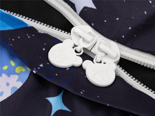 NTBED مجموعة أغطية سرير NTBED بطباعة مجرة مع سحاب مزدوج خفيف الوزن من الألياف الدقيقة مع ملاءة مطابقة وأغطية وسائد، أزرق داكن - Image 5