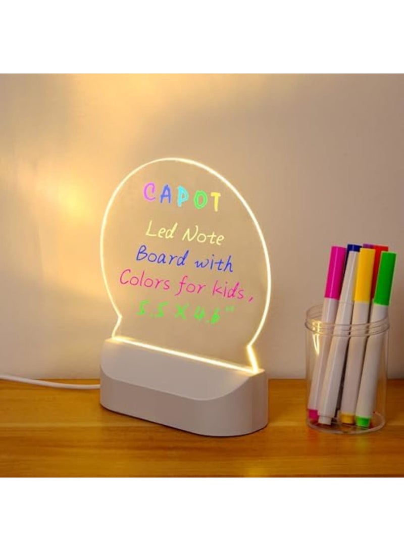 SYOSI Acrylic Dry Erase Board with Light 5 X 5” Light up Dry Erase Board with Stand Clear Desktop Glow Memo LED Letter Message Board White Board Note Board with Colors Includes Markers (Modern Style) - Image 1