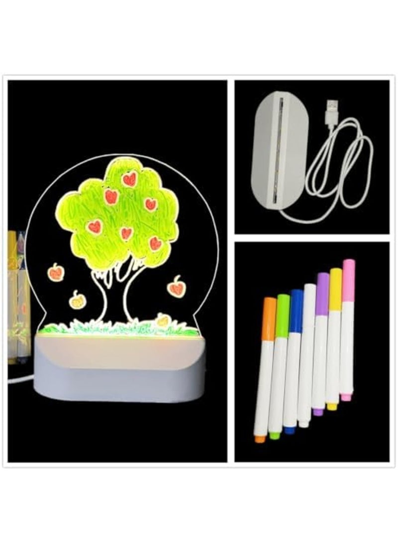 SYOSI Acrylic Dry Erase Board with Light 5 X 5” Light up Dry Erase Board with Stand Clear Desktop Glow Memo LED Letter Message Board White Board Note Board with Colors Includes Markers (Modern Style) - Image 2