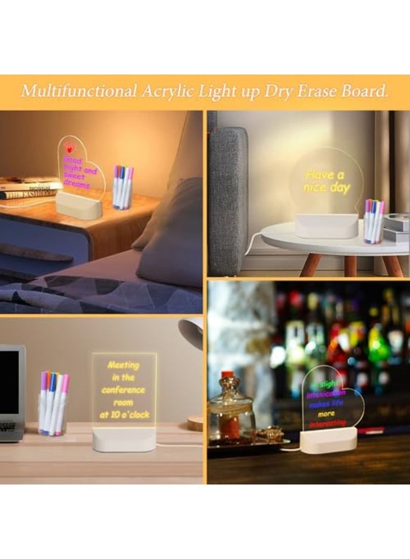 SYOSI Acrylic Dry Erase Board with Light 5 X 5” Light up Dry Erase Board with Stand Clear Desktop Glow Memo LED Letter Message Board White Board Note Board with Colors Includes Markers (Modern Style) - Image 3