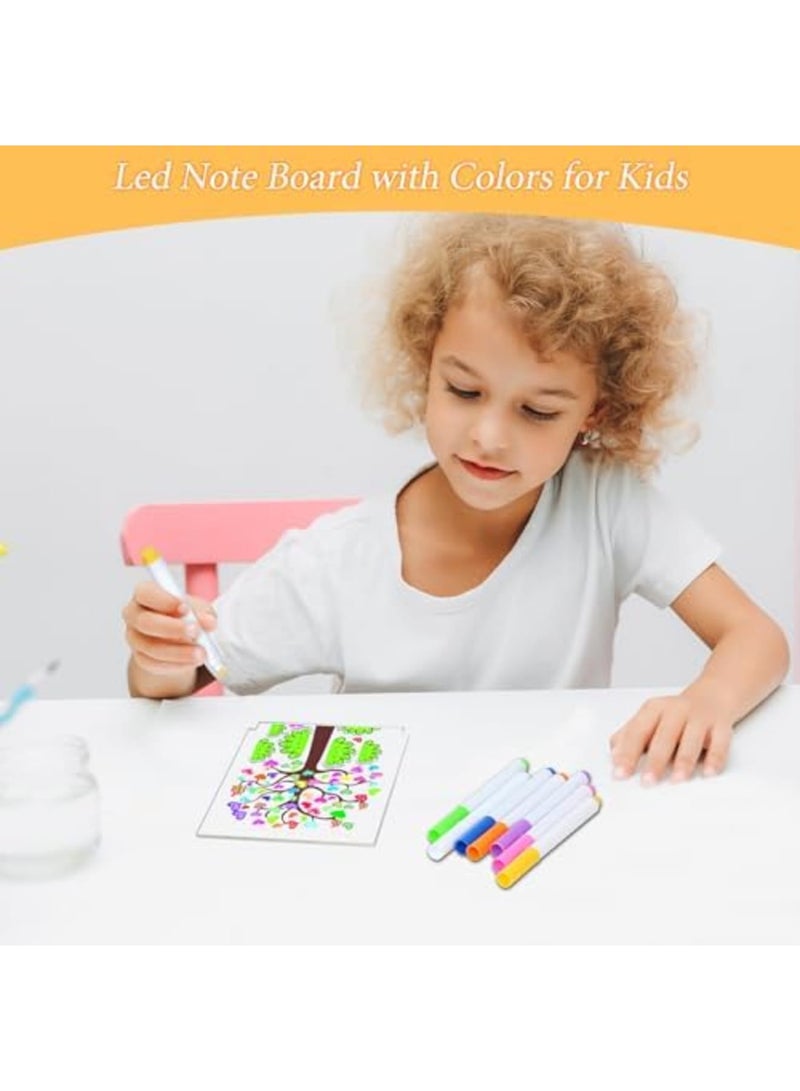 SYOSI Acrylic Dry Erase Board with Light 5 X 5” Light up Dry Erase Board with Stand Clear Desktop Glow Memo LED Letter Message Board White Board Note Board with Colors Includes Markers (Modern Style) - Image 5