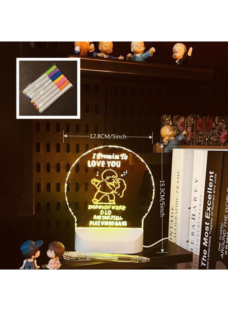 SYOSI Acrylic Dry Erase Board with Light 5 X 5” Light up Dry Erase Board with Stand Clear Desktop Glow Memo LED Letter Message Board White Board Note Board with Colors Includes Markers (Modern Style) - Image 4