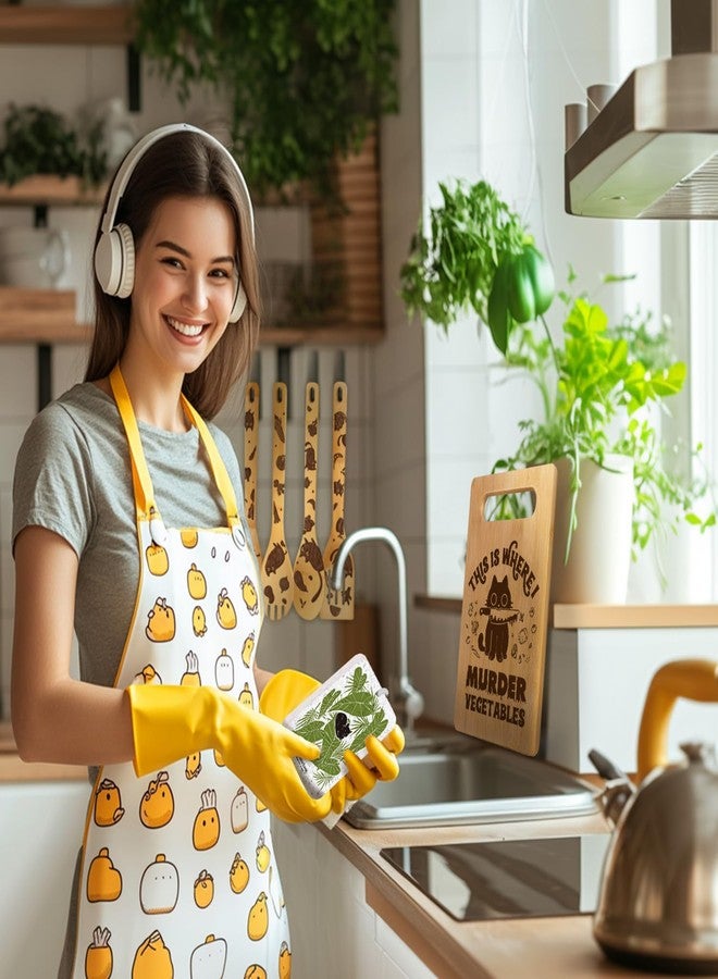 لوح تقطيع خضراوات بتصميم قطة لطيفة ومرحة مكون من 6 قطع مع ملاعق وإسفنجة تنظيف، هدايا مميزة لمحبي القطط من النساء، هدايا مناسبة لأعياد الميلاد وحفلات الانتقال إلى منزل جديد، ديكور قطة سوداء للمطبخ - Image 4