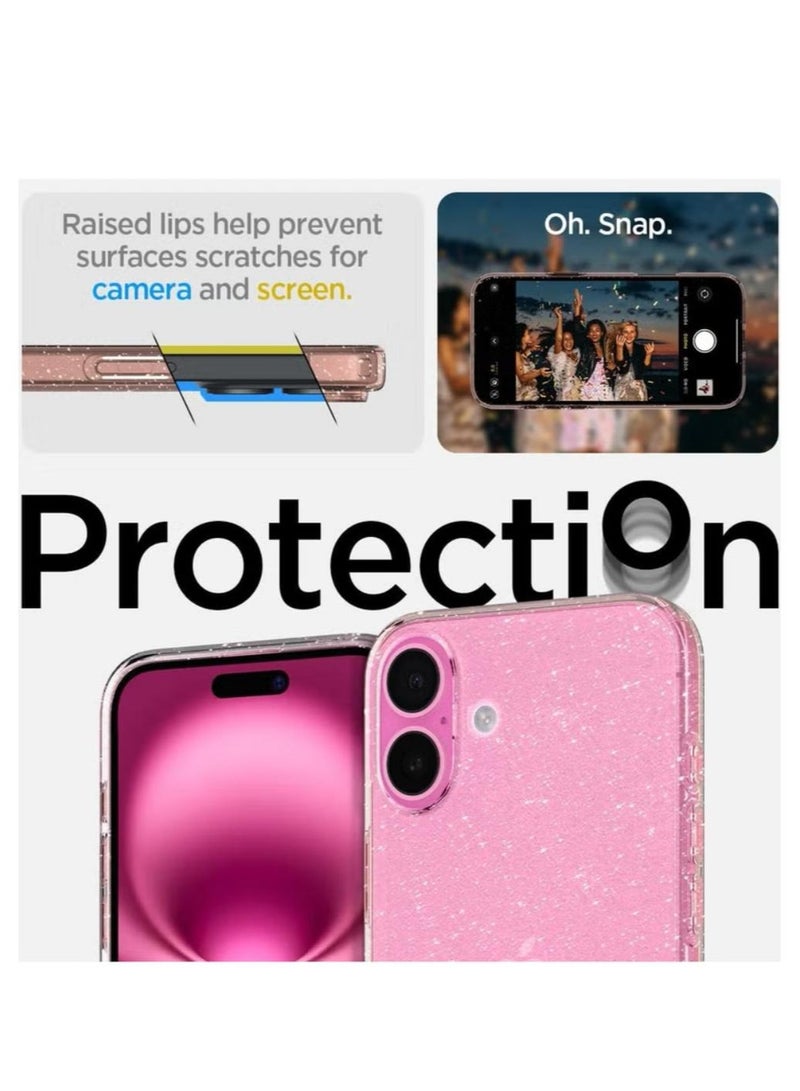 Spigen Liquid Crystal Glitter for iPhone 16 Case Cover (2024) - Rose Quartz - Image 5