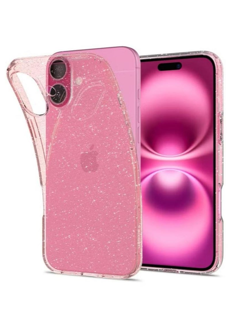Spigen Liquid Crystal Glitter for iPhone 16 Case Cover (2024) - Rose Quartz - Image 1