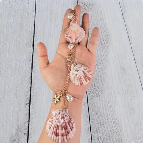 YTYAB Sea Shells Car DecorCute Coastal Hanging Car Charm for Rear View Mirror Boho Beach Themed PendantHandMade Starfish Conchas Ornament Accessories for Women - Image 3