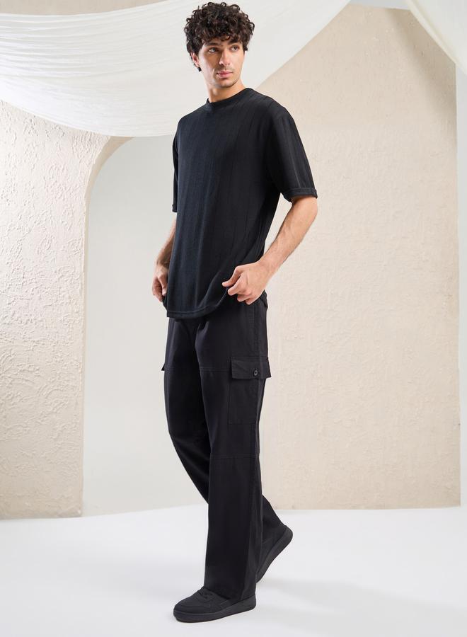 Styli Premium Panelled Stretch Slub Woven Cargo Relaxed Pants  - Image 2