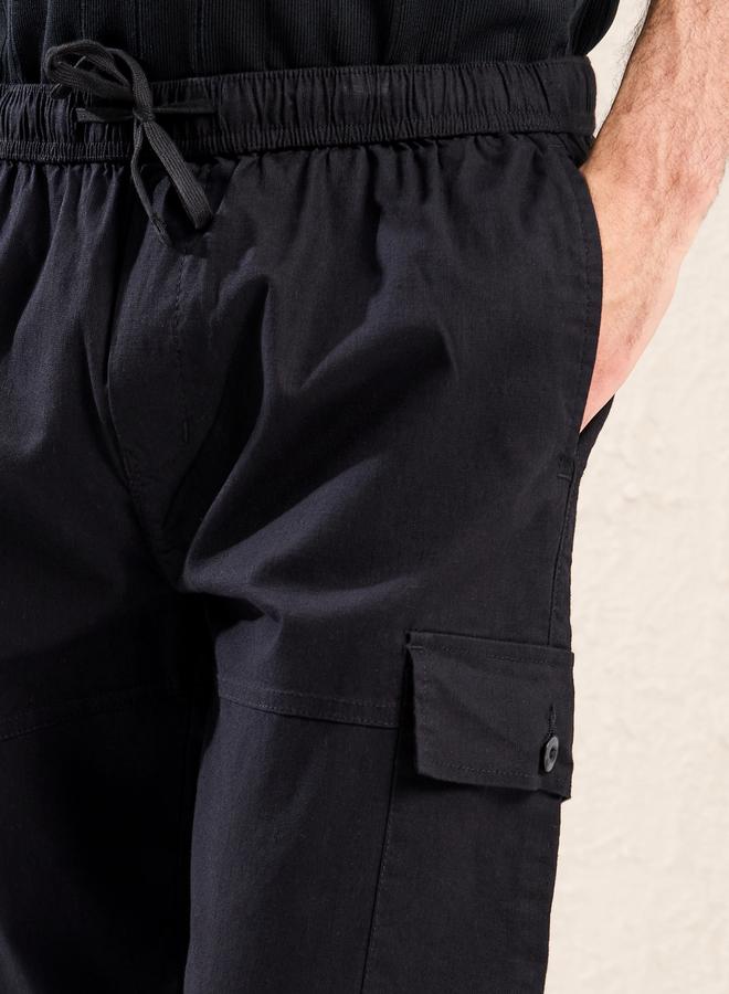 Styli Premium Panelled Stretch Slub Woven Cargo Relaxed Pants  - Image 3