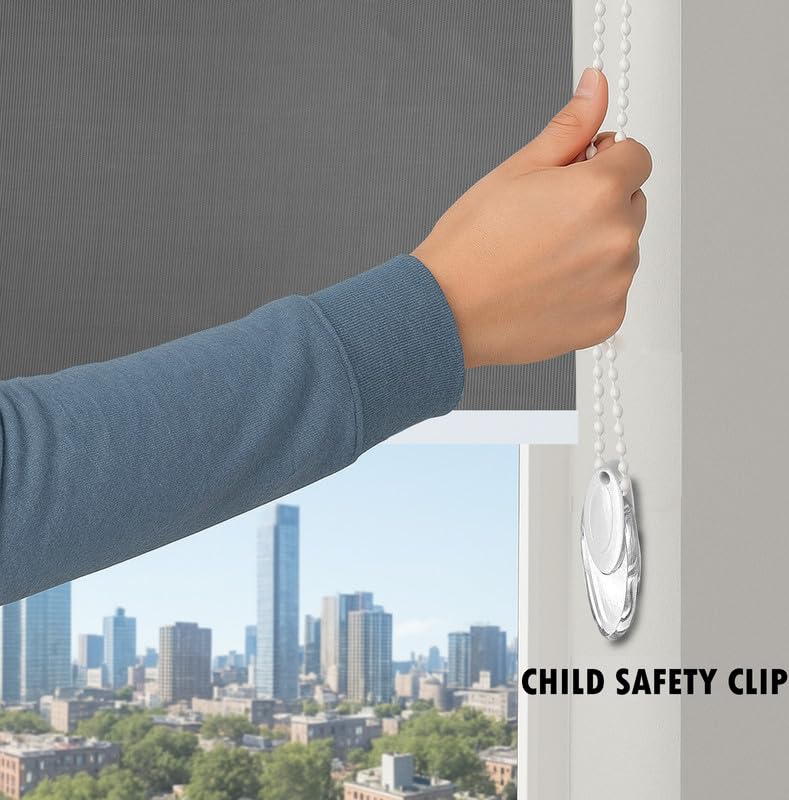 GREEN DECOR Waterproof Roller Blinds Pelmet with Child Safety Clips Protect from Rain & Sun Corded Roll Up Blind Curtain for Home & Office(Grey Color 3X4.5 Feet, Pack of 1 Piece) - Image 3