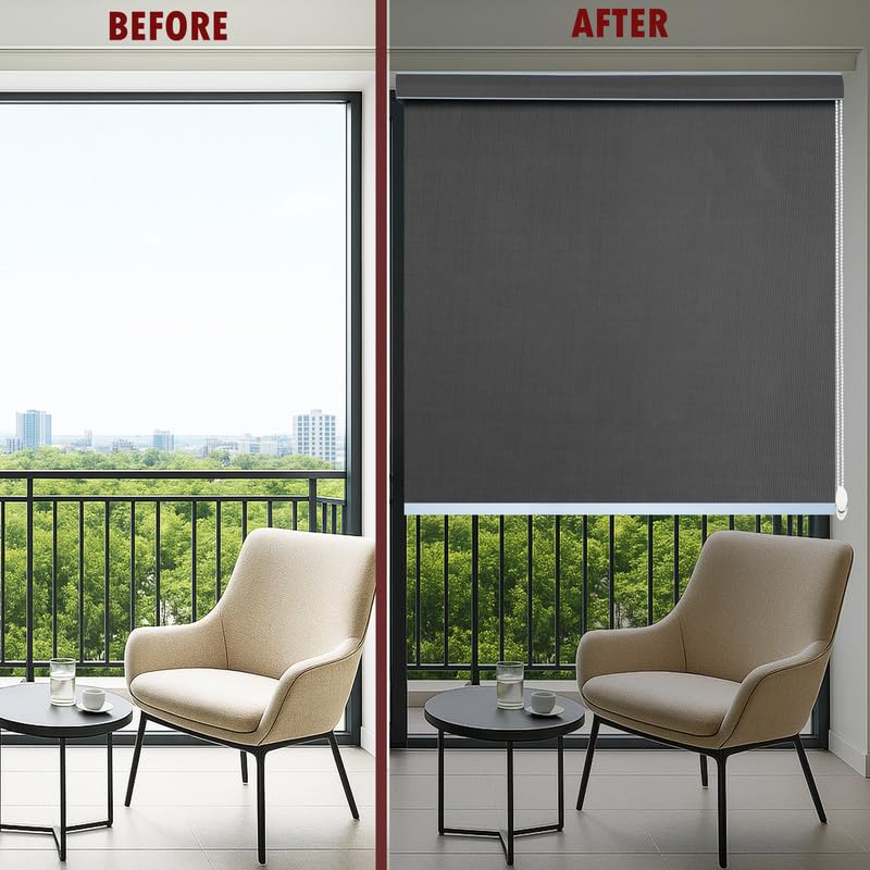 GREEN DECOR Waterproof Roller Blinds Pelmet with Child Safety Clips Protect from Rain & Sun Corded Roll Up Blind Curtain for Home & Office(Grey Color 3X4.5 Feet, Pack of 1 Piece) - Image 5
