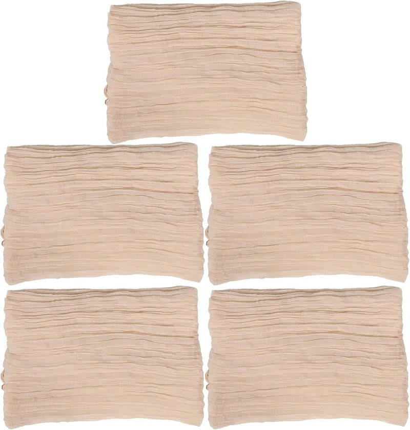 Artibetter 5pcs Boho Pleated Cheesecloth Table Runners 35x118 Inch Beige Gauze Fabric for Wedding Party Shower and Mexican Fiesta Fall Table Decor - Image 1