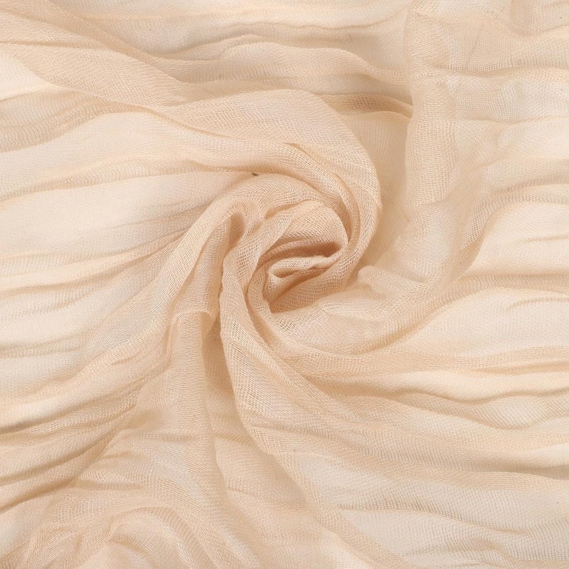 Artibetter 5pcs Boho Pleated Cheesecloth Table Runners 35x118 Inch Beige Gauze Fabric for Wedding Party Shower and Mexican Fiesta Fall Table Decor - Image 3