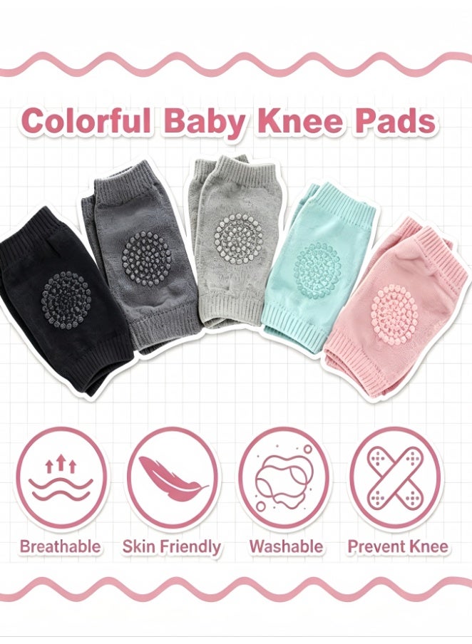 5 Pairs Baby Knee Pads for Crawling, Anti-Slip Product to Protect Infants & Toddlers Knees, Elbows and Legs, Breathable Mesh for Boys Girls (multicolored) - Image 1