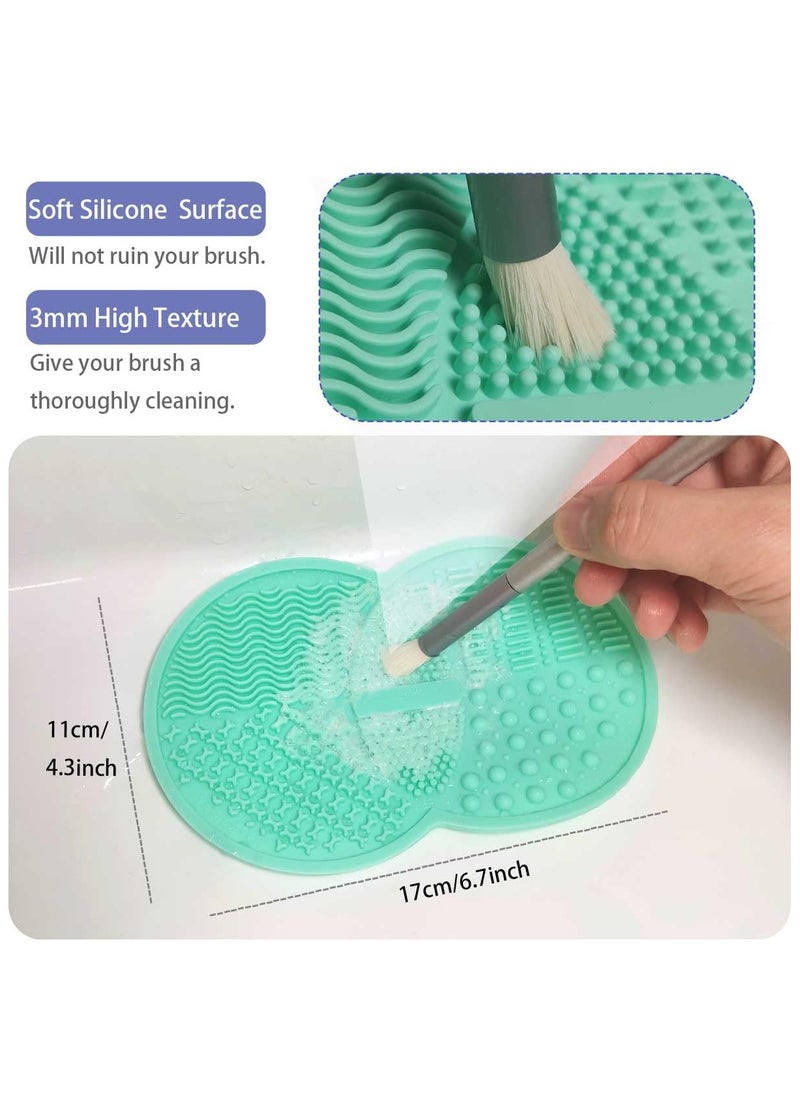 Goolsky - 2 Pcs Makeup Brush Cleaning Mat, Silicone Makeup Brush Cleaner with Back Suction Cups(Green and Pink) - Image 1