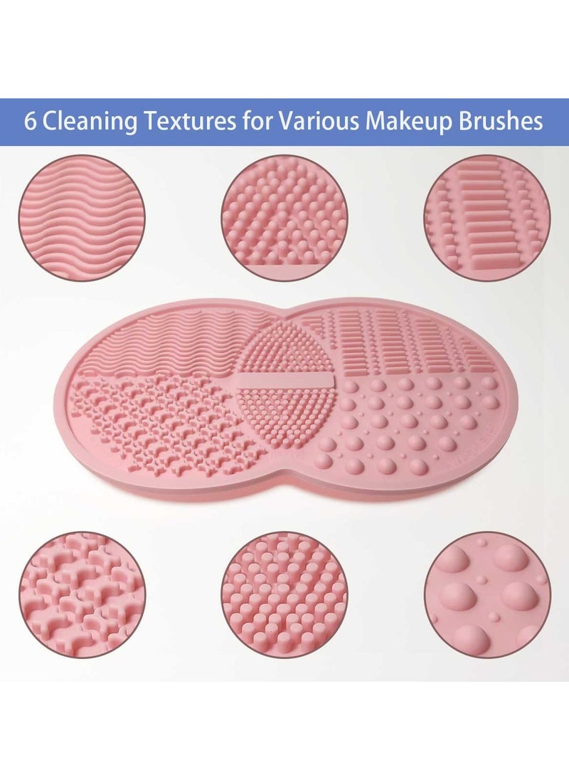 Goolsky - 2 Pcs Makeup Brush Cleaning Mat, Silicone Makeup Brush Cleaner with Back Suction Cups(Green and Pink) - Image 1