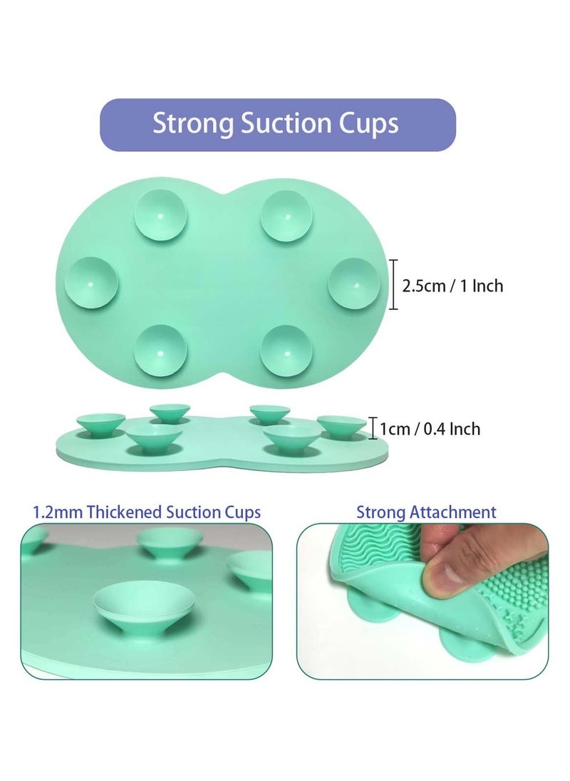 Goolsky - 2 Pcs Makeup Brush Cleaning Mat, Silicone Makeup Brush Cleaner with Back Suction Cups(Green and Pink) - Image 1