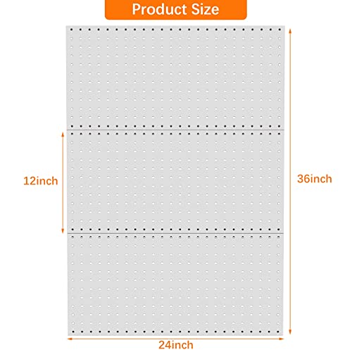 TORACK 3 PCS Metal Pegboard Panels(12x24 inch) for Wall Garage Utility Tools Storage Pegboard for Workbench, Modular Peg Board Tool Organizer Boards(Pack of 3, Grey) - Image 3