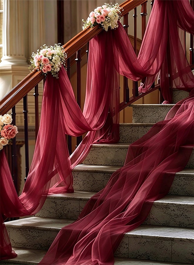 DUNISO 160 x 800 cm Wedding Bow Drapery Chiffon Fabric Drapery for Wedding Bow Transparent Tulle Wedding Decorations for Wedding Party Stage Photography Backdrop Photography Props - Image 5