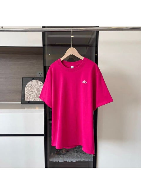 Alo Yoga round neck short sleeve T-shirt rose red