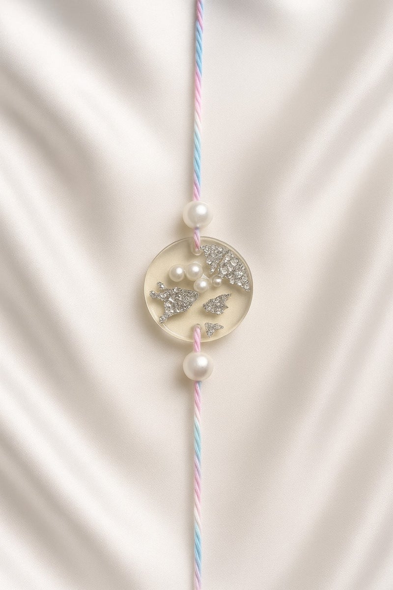 Handmade Resin Pearl Rakhi with Roli-Chawal Unique Raksha Bandhan Rakhi for Brother