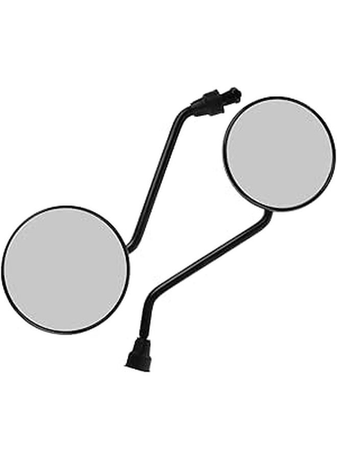 Black Motorcycle Rearview Side Mirrors Scooter Handlebar Mount Replacement Set - Image 1