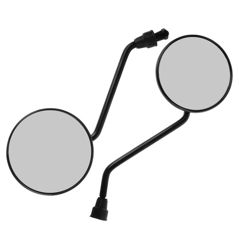Black Motorcycle Rearview Side Mirrors Scooter Handlebar Mount Replacement Set - Image 2