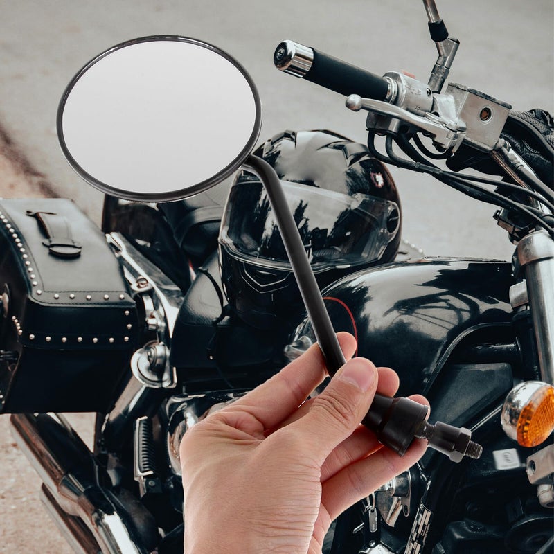 Black Motorcycle Rearview Side Mirrors Scooter Handlebar Mount Replacement Set - Image 5