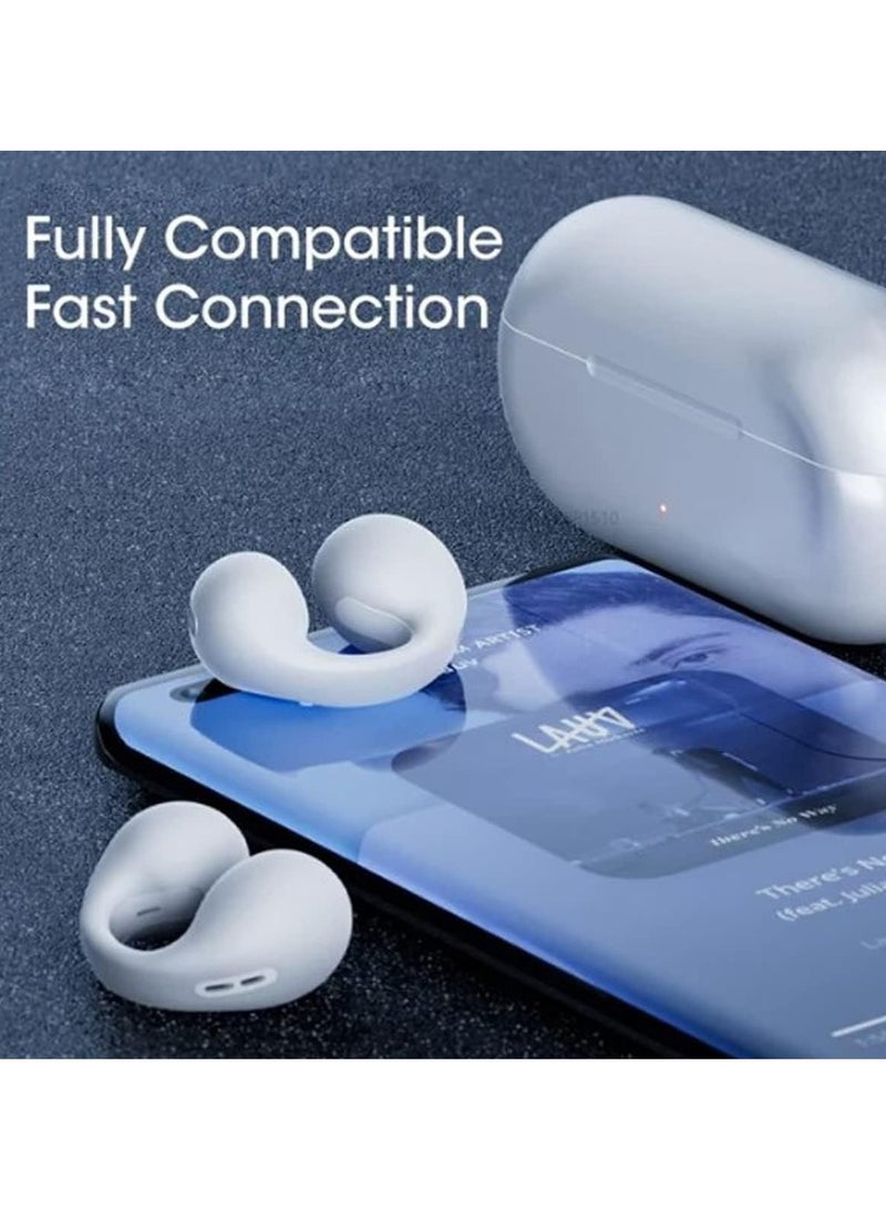 Wireless Ear Clip Skeleton Conduction Headphones, 2024 Upgrade Open Ear Headphones Wireless Bluetooth, Skeleton Conduction Headphones Bluetooth Earphones for Running, Sports, Cycling (White)  - Image 2