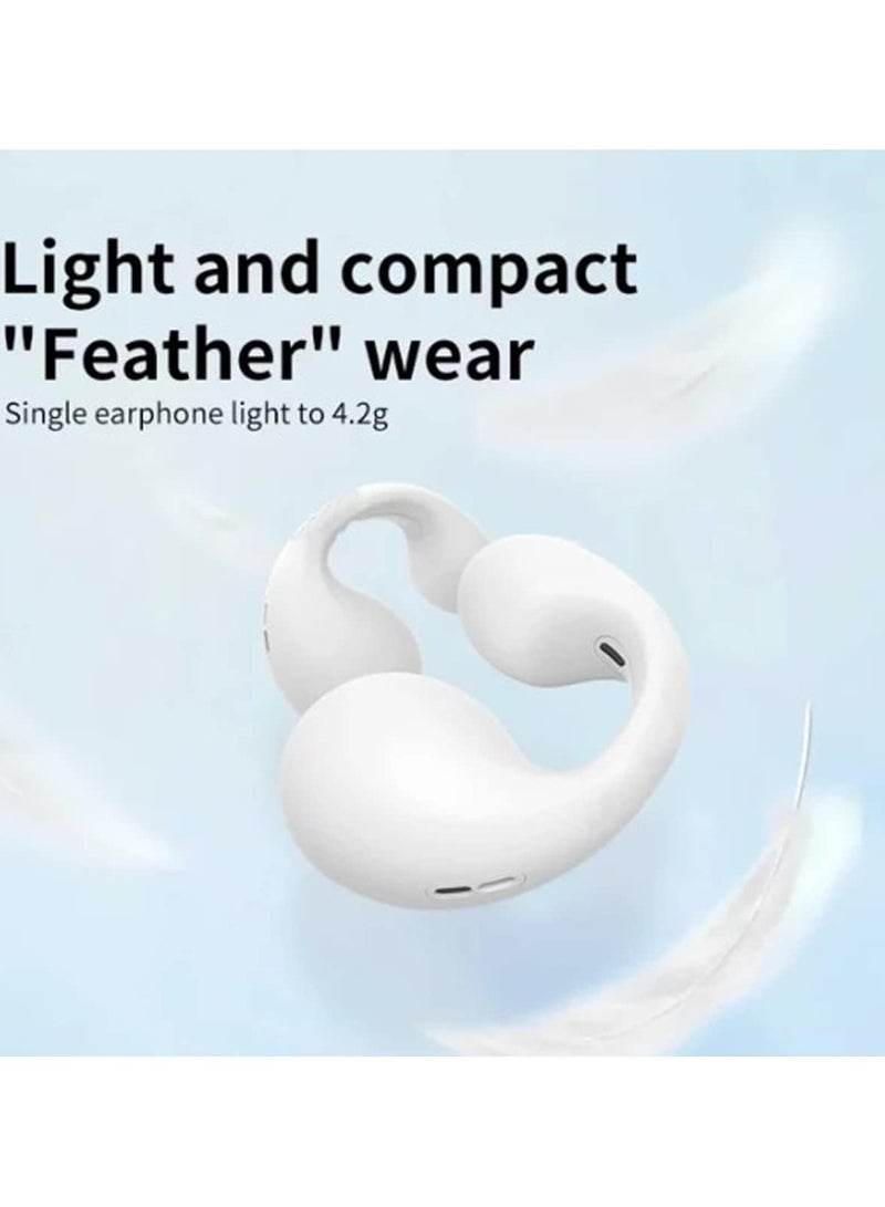 Wireless Ear Clip Skeleton Conduction Headphones, 2024 Upgrade Open Ear Headphones Wireless Bluetooth, Skeleton Conduction Headphones Bluetooth Earphones for Running, Sports, Cycling (White)  - Image 3