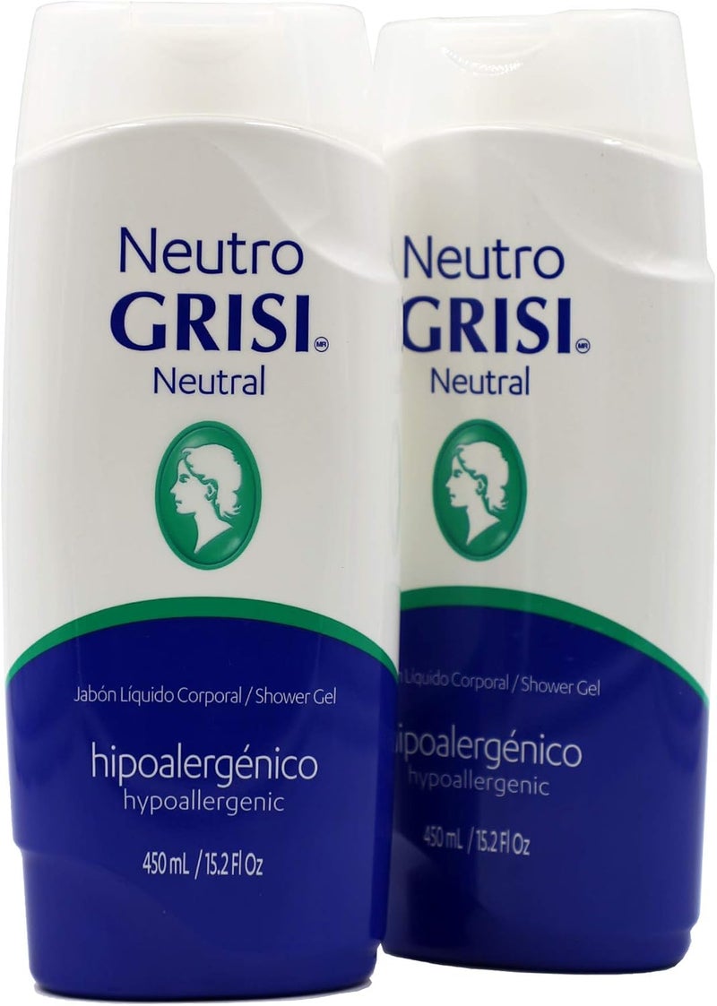 Grisi Neutral Shower Gel Cleansing Shower Gel Hypoallergenic Sensitive Skin Smother Skin 2Pack of 152 FL Oz Bottles