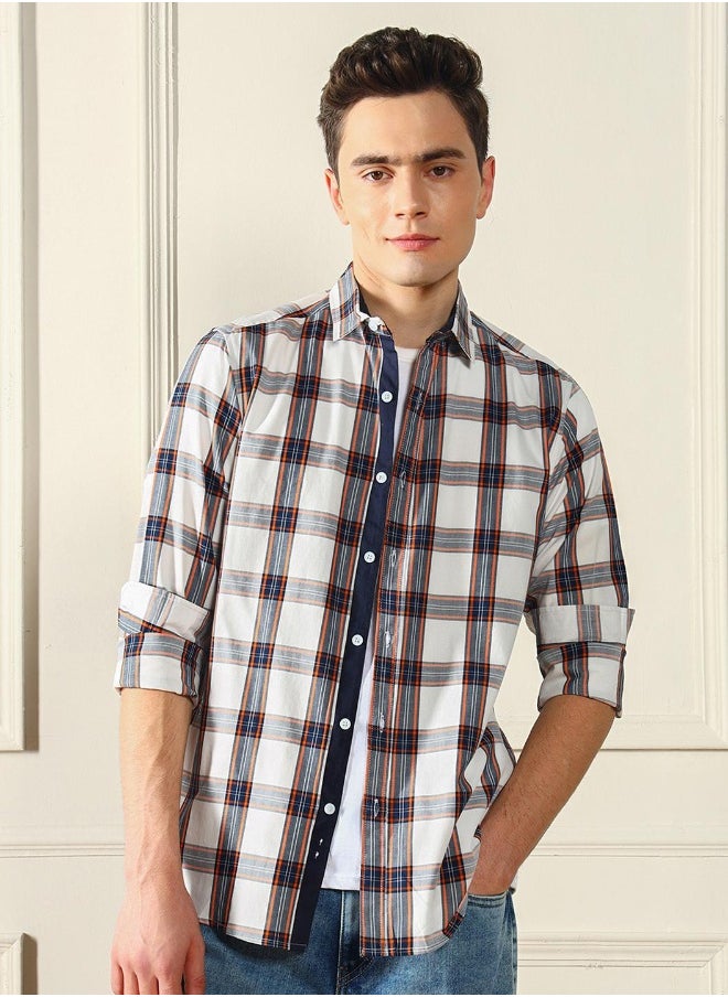 Dennis Lingo Regular Fit Spread Collar Multicolour Checkered Cotton Shirt for Men  - Image 2
