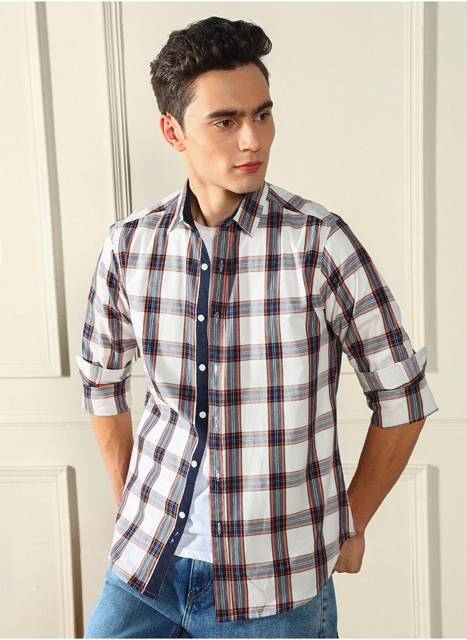 Dennis Lingo Regular Fit Spread Collar Multicolour Checkered Cotton Shirt for Men  - Image 1