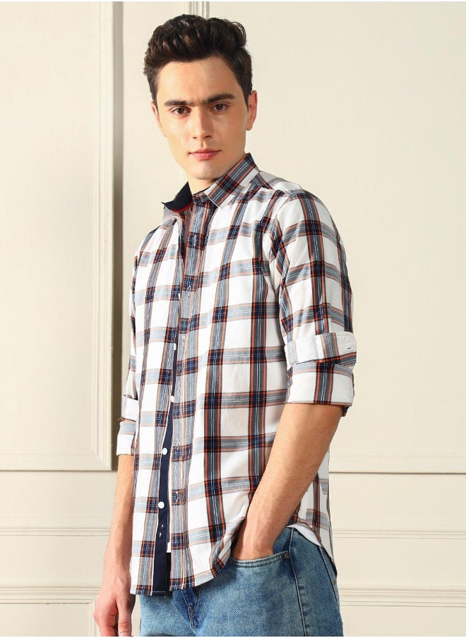 Dennis Lingo Regular Fit Spread Collar Multicolour Checkered Cotton Shirt for Men  - Image 3