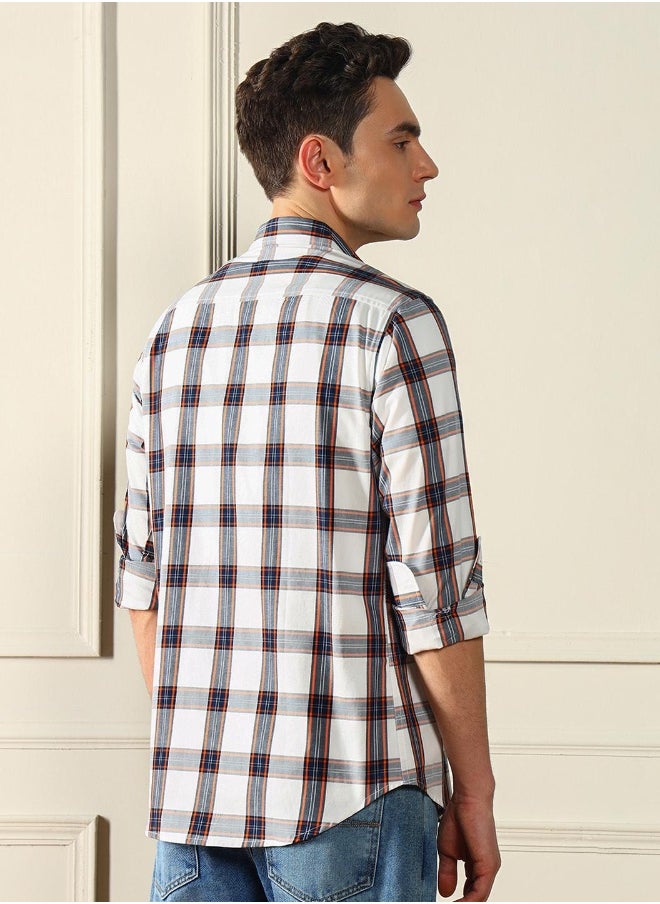 Dennis Lingo Regular Fit Spread Collar Multicolour Checkered Cotton Shirt for Men  - Image 5