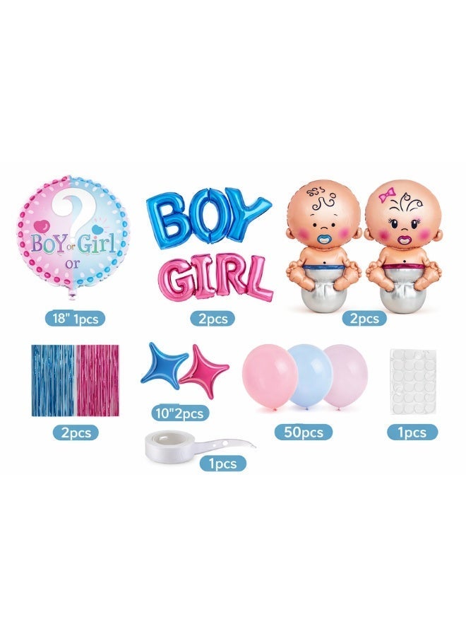 Matrix 61-Pcs Gender reavel party supplies set with balloons for party with glittery balloon backdrops in blue and pink and balloons - Image 3