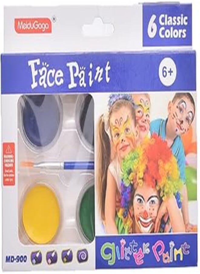 MeiduGaga MD900 Non-Toxic Glitter Face Paint Pack of 6 Colors with Brush - Multi Color - pzsku/Z17C5CEF9DB9ADACB1E22Z/45/_/1720390252/35bea87f-3149-4dde-8c65-5ac0723778d6