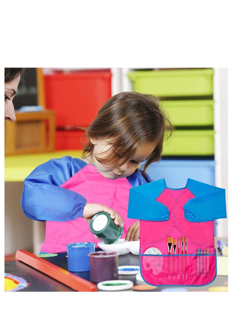 SYOSI Kids Childrens Apron Art Smocks Waterproof Apron, Long Sleeve Children Painting Aprons with 3 Pockets for Painting, Pottery School, Baking, Painting, Craft & Lab Activity, Age 3-8 - Image 2