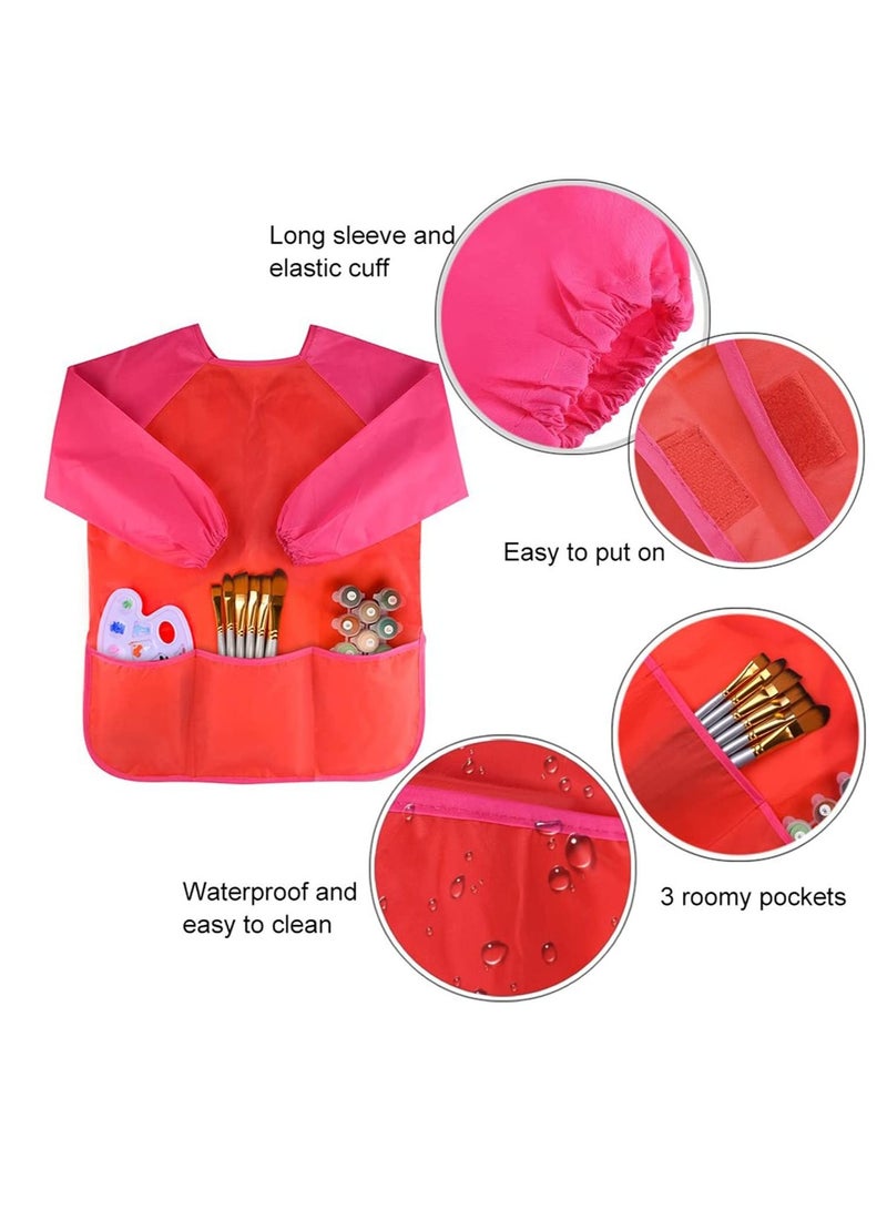 SYOSI Kids Childrens Apron Art Smocks Waterproof Apron, Long Sleeve Children Painting Aprons with 3 Pockets for Painting, Pottery School, Baking, Painting, Craft & Lab Activity, Age 3-8 - Image 4