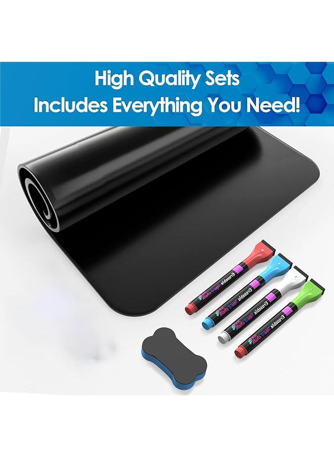 X spring Dry Erase Board Fridge Magnetic Black Dry Erase Board For Kitchen Peel Removable Diy Magnetic Fridge Dry Erase Board For School Office Home Art Includes 4 Markers And Eraser  - Image 5