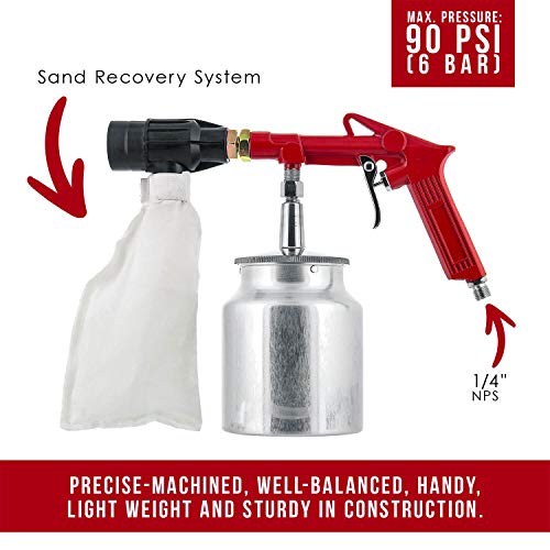 TCP Global Sand Blaster Gun Kit with Recovery System, Air Compressor Sandblaster Tool, Abrasive Included - for Cleaning Metal, Wood, Surface Prep, Rust Removal - Image 2